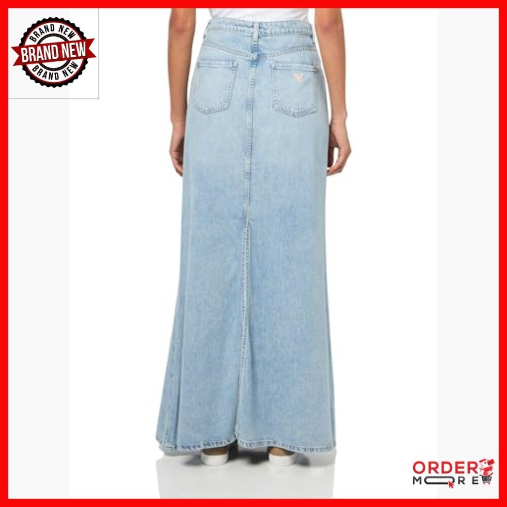 Denim Maxi Skirt High Rise Eco Lyocell Casual Summer Flare - Picture 2 of 3